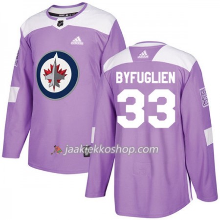 Miehille NHL Winnipeg Jets Pelipaita Dustin Byfuglien 33 Adidas 2017-2018 Violetti Fights Cancer Practice Authentic